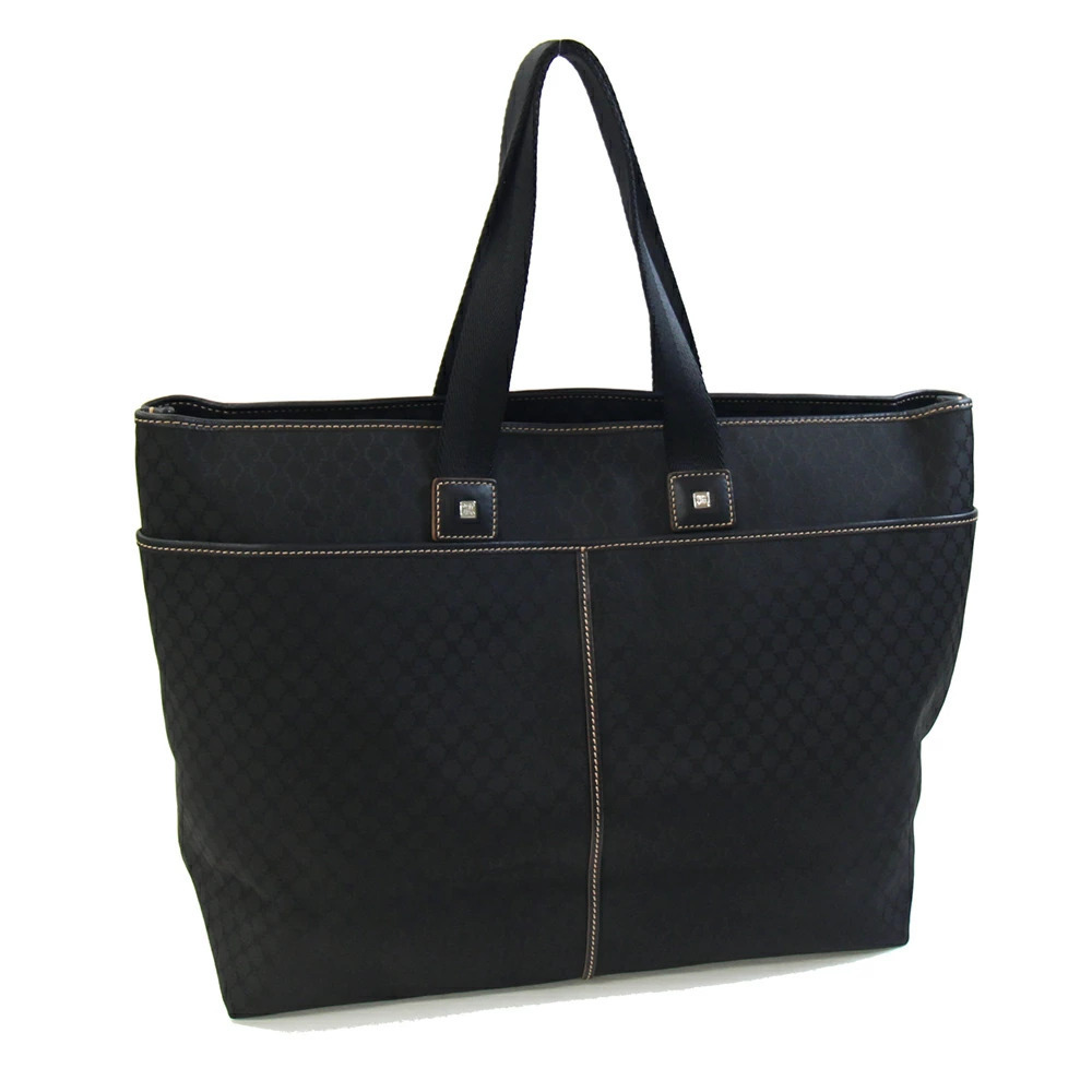 Celine Macadam Tote Bag Black Canvas Leather Shoulder Travel